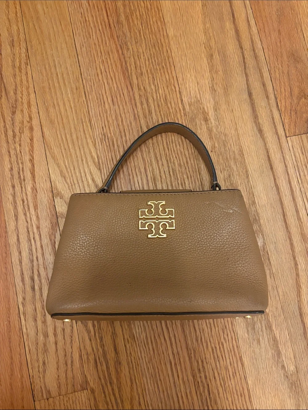 Tory Burch Brown Pebbled Leather Top-Handle Bag
